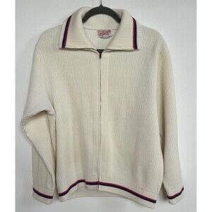 Lasley Knitting Co Seattle Vintage Ribbed Zip Up Cardigan Striped Ribs Sweater M